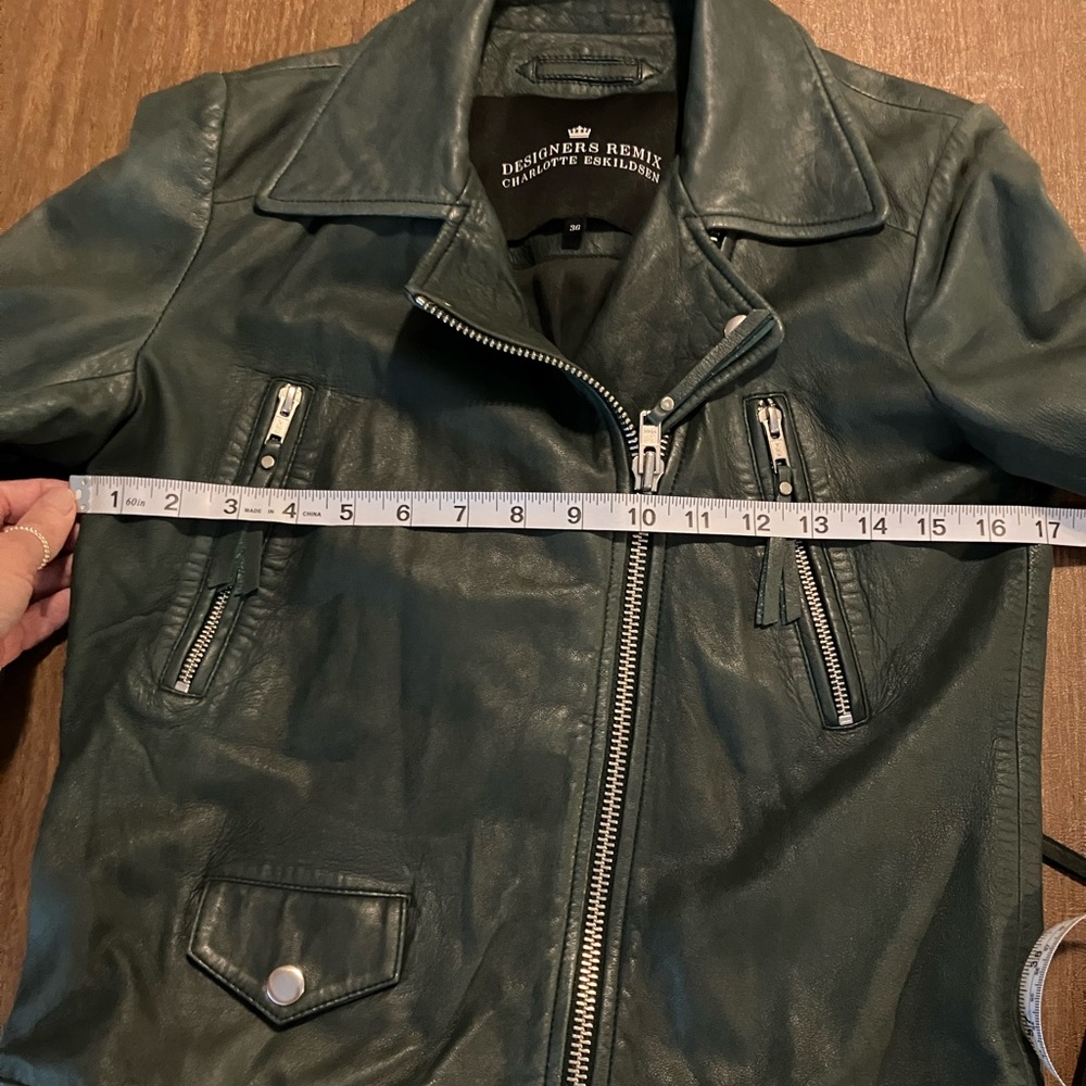 Charlotte Elkskildsen Blue-Green Soft Leather Moto Jacket - Picture 5 of 5